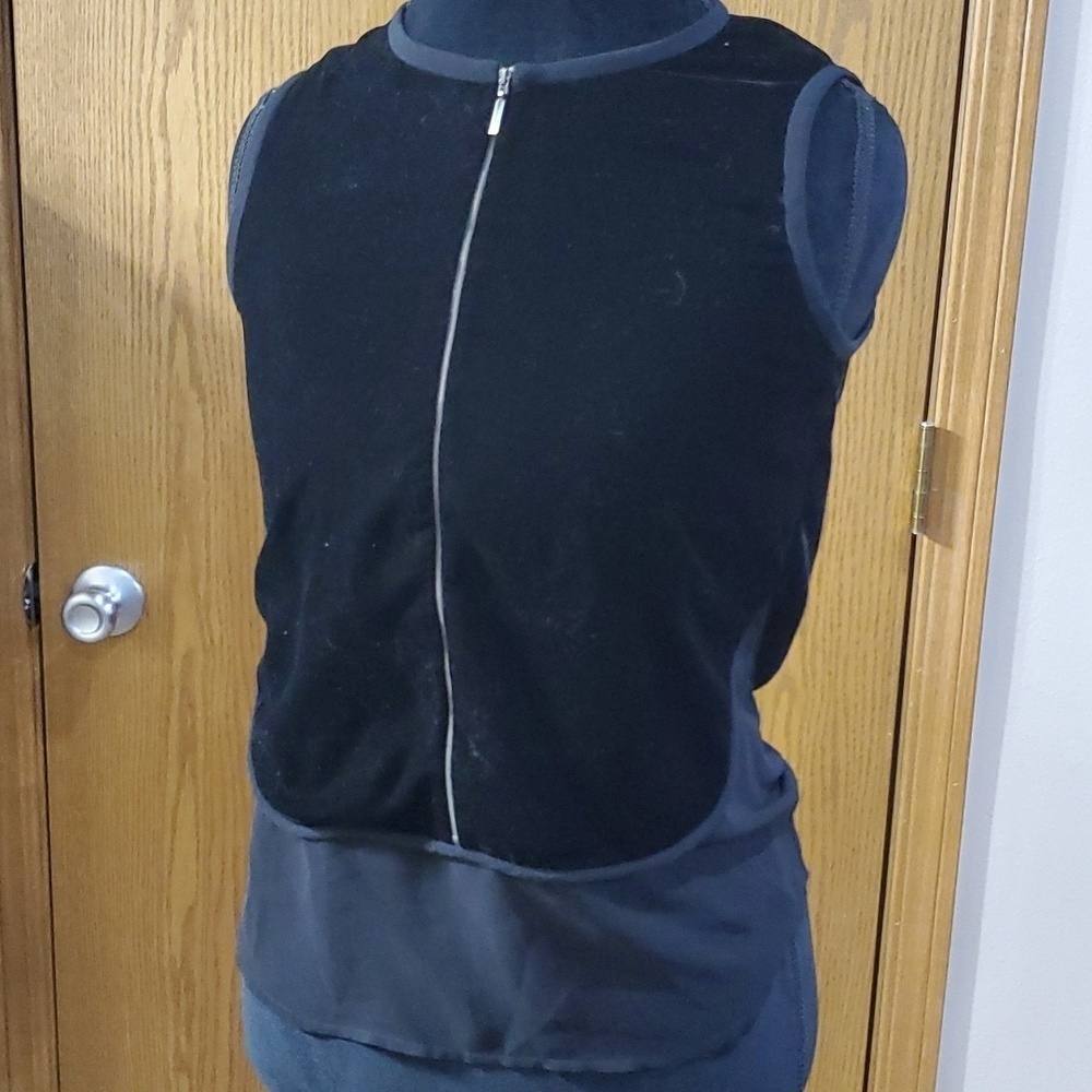 Armani exchange black sleeveless layered look velvet top